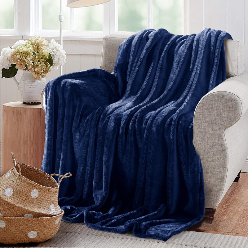Reafort Ultra Soft Flannel Fleece Royal Plush Velvet Lightweight Living Room/Bedroom Warm Blanket (Blue, Throw 50"x60") - Image 2